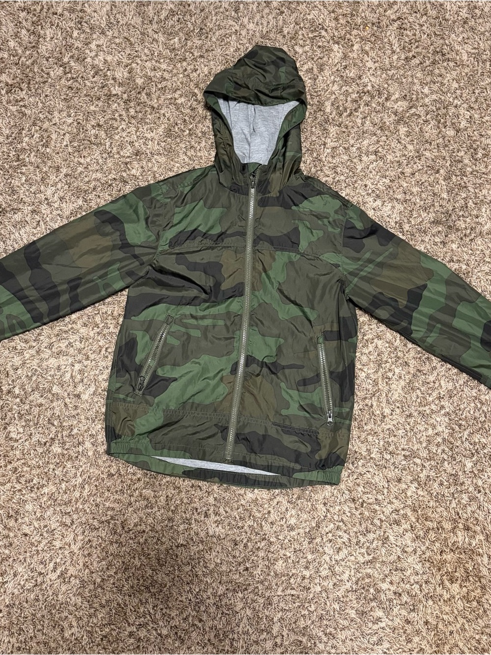 GAP Boys Camouflage Hooded Rain Jacket - Green